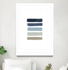 Blue & Taupe Stripes by Dana Shek on GIANT ART - white digital painting