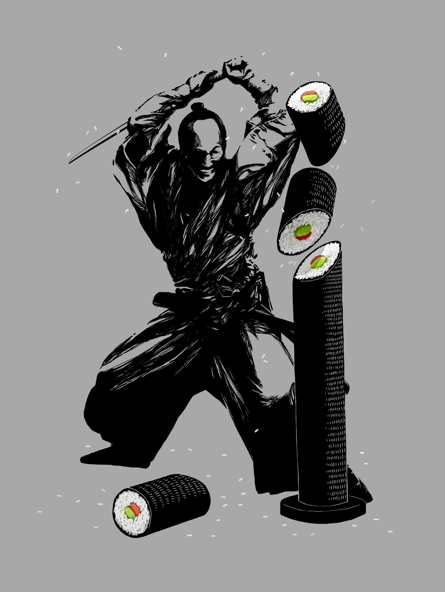 Sushi Slasher by Anthony Aves on GIANT ART - gray digital painting