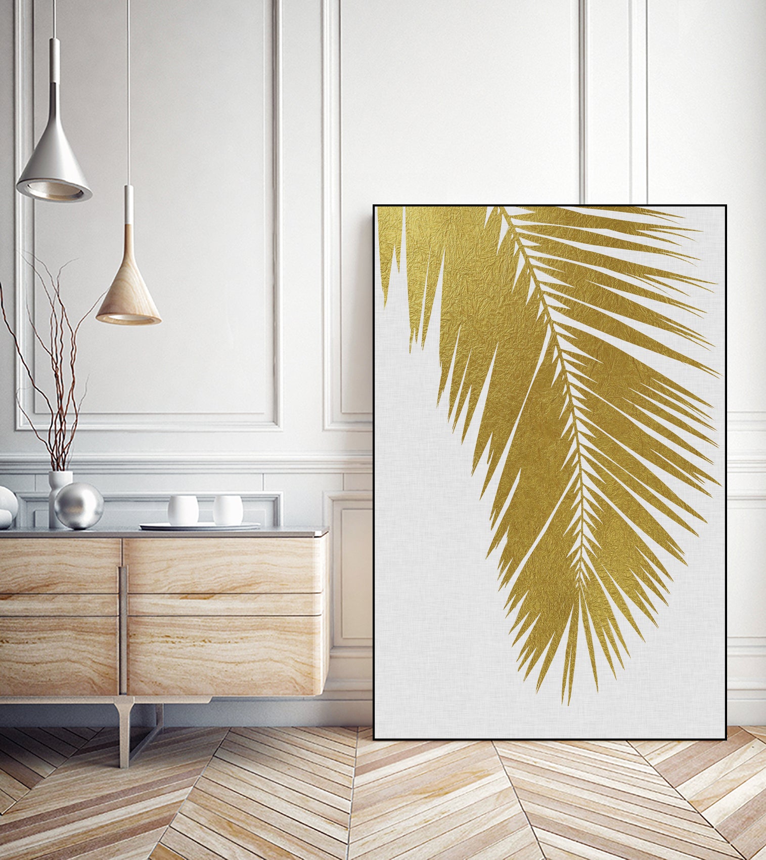 Palm Leaf Gold I by Dana Shek on GIANT ART - white digital painting