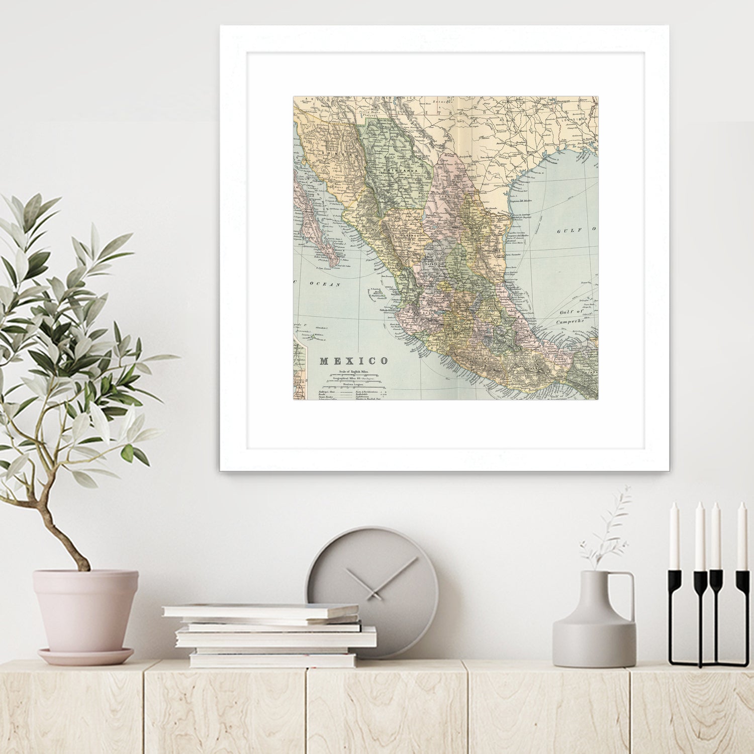 Vintage Map of Mexico (1891) by Adam Shaw on GIANT ART - white photo illustration