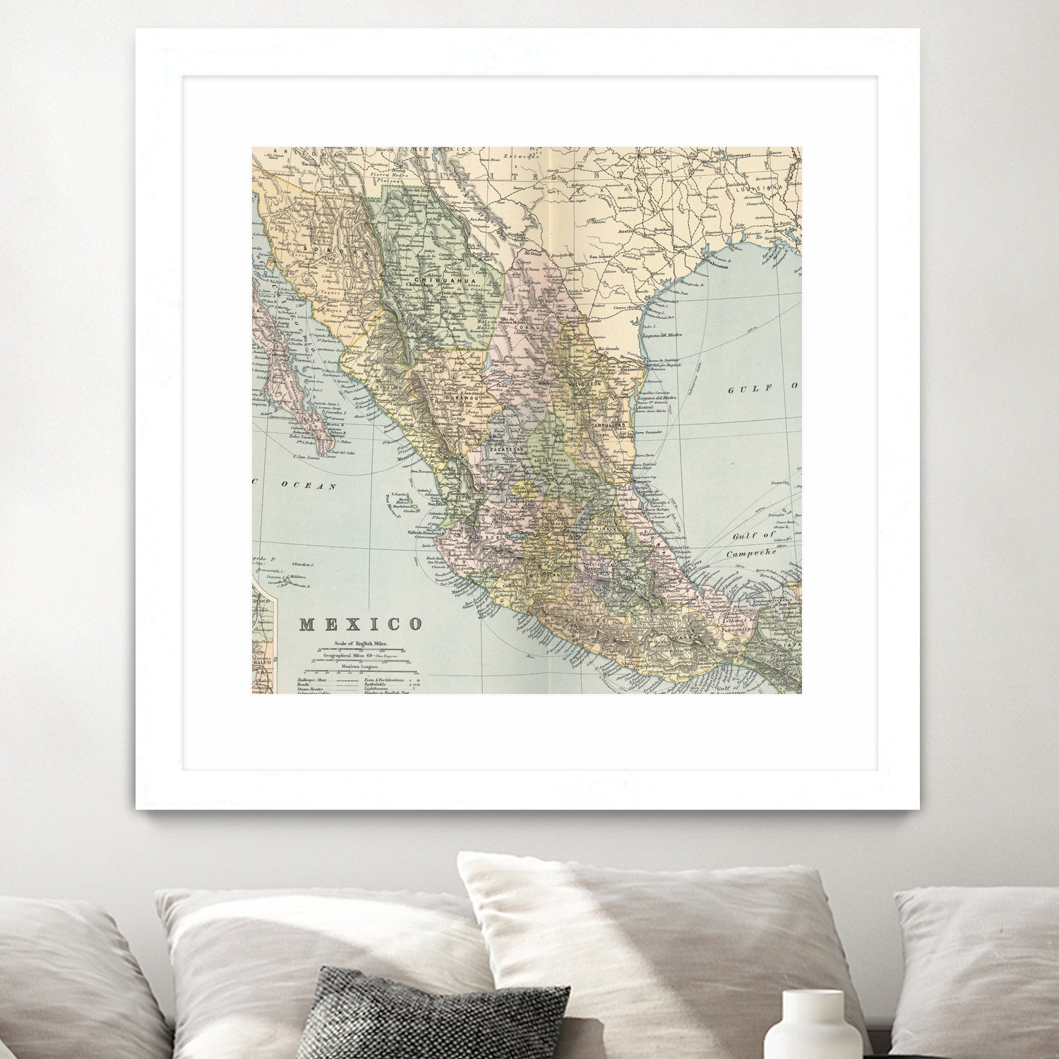 Vintage Map of Mexico (1891) by Adam Shaw on GIANT ART - white photo illustration