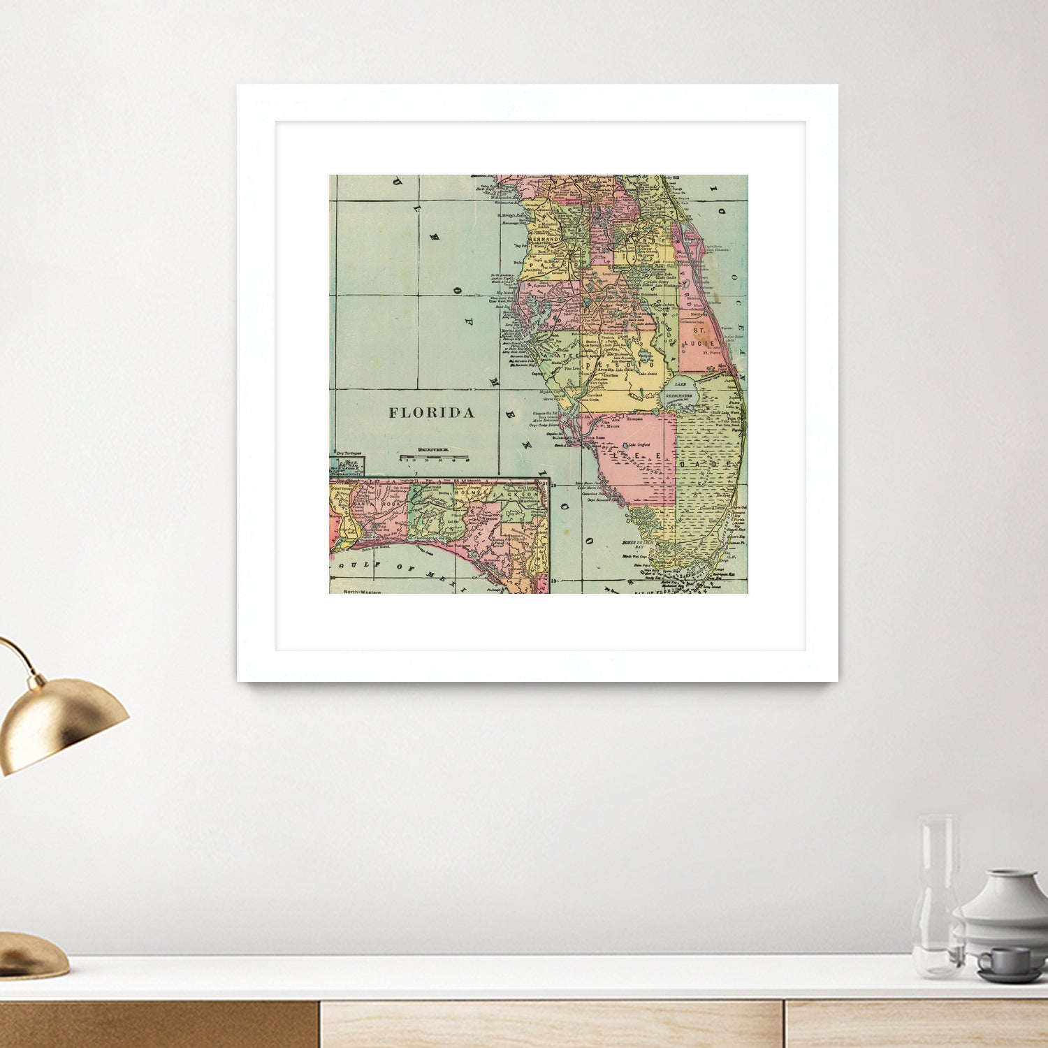 Vintage Map of Florida (1909) by Adam Shaw on GIANT ART - white photo illustration