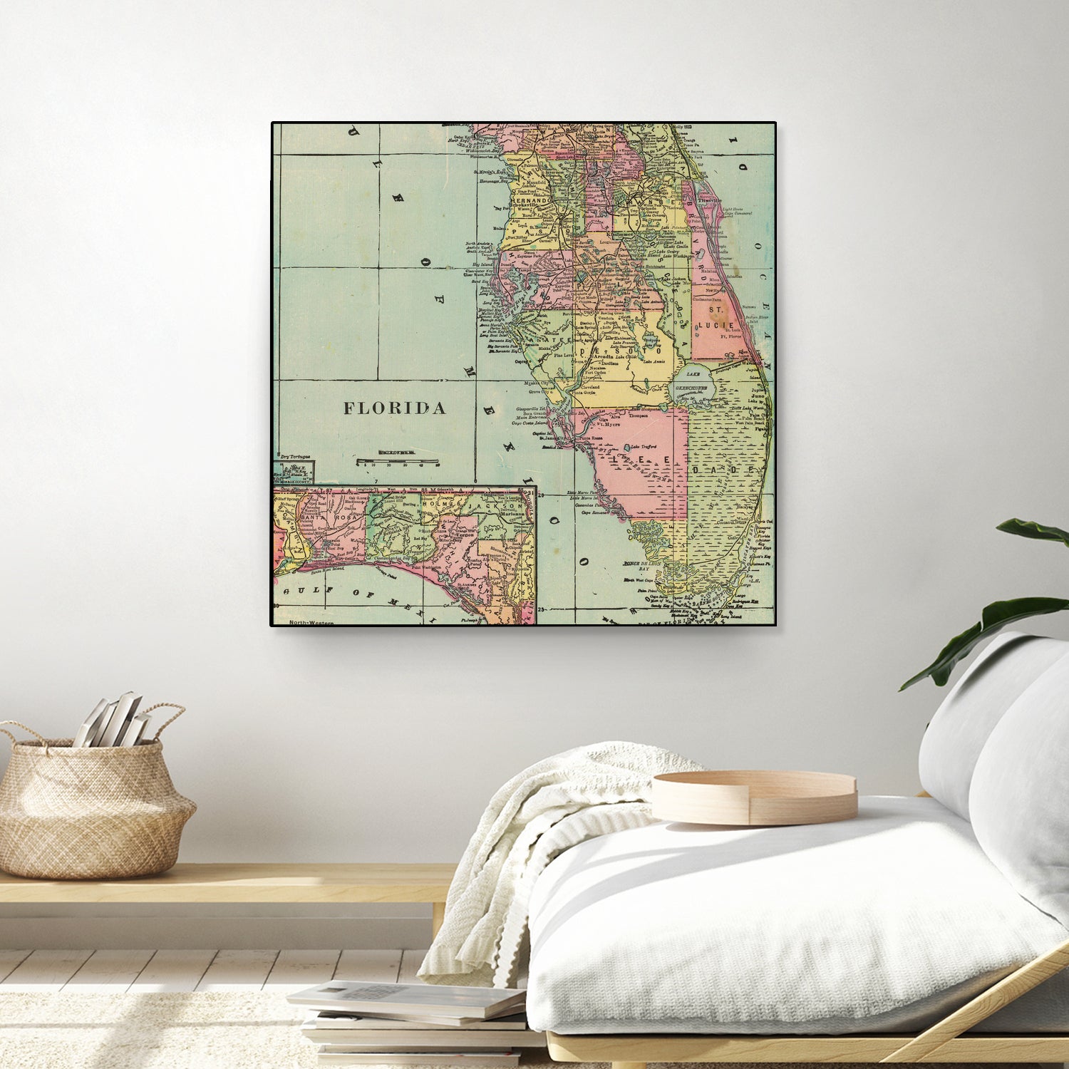 Vintage Map of Florida (1909) by Adam Shaw on GIANT ART - white photo illustration