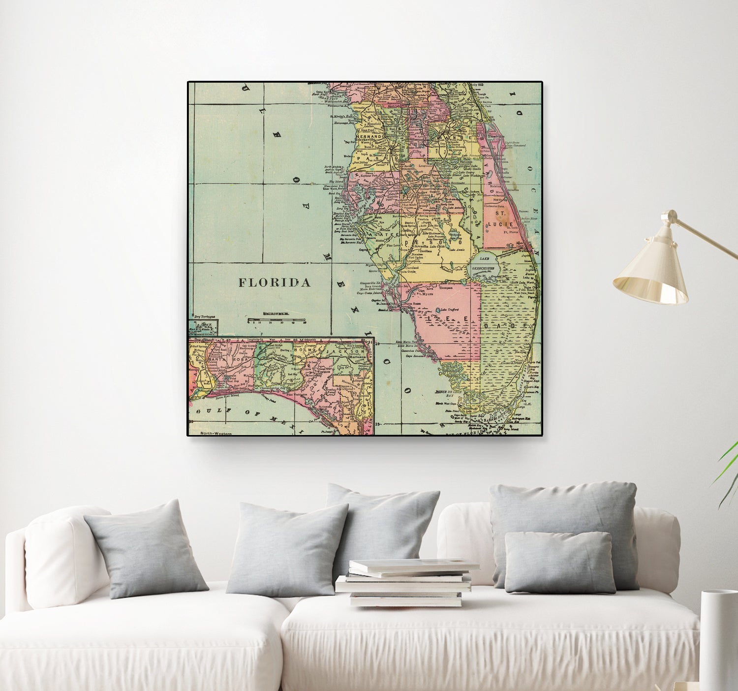 Vintage Map of Florida (1909) by Adam Shaw on GIANT ART - white photo illustration