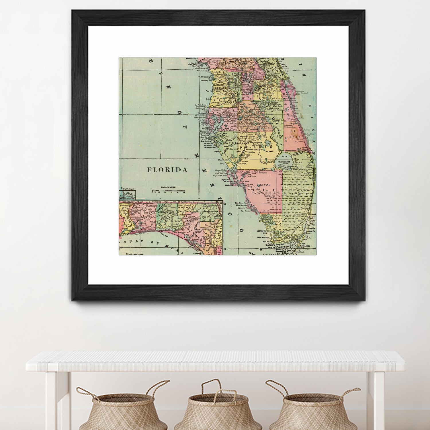 Vintage Map of Florida (1909) by Adam Shaw on GIANT ART - white photo illustration