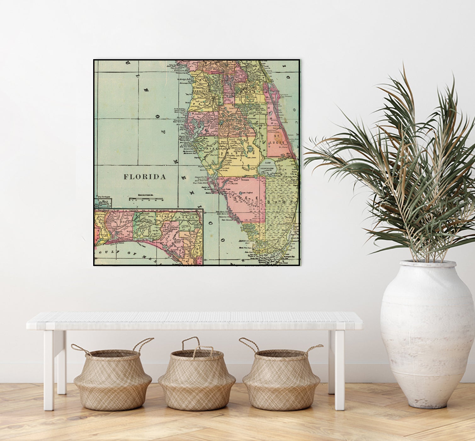 Vintage Map of Florida (1909) by Adam Shaw on GIANT ART - white photo illustration