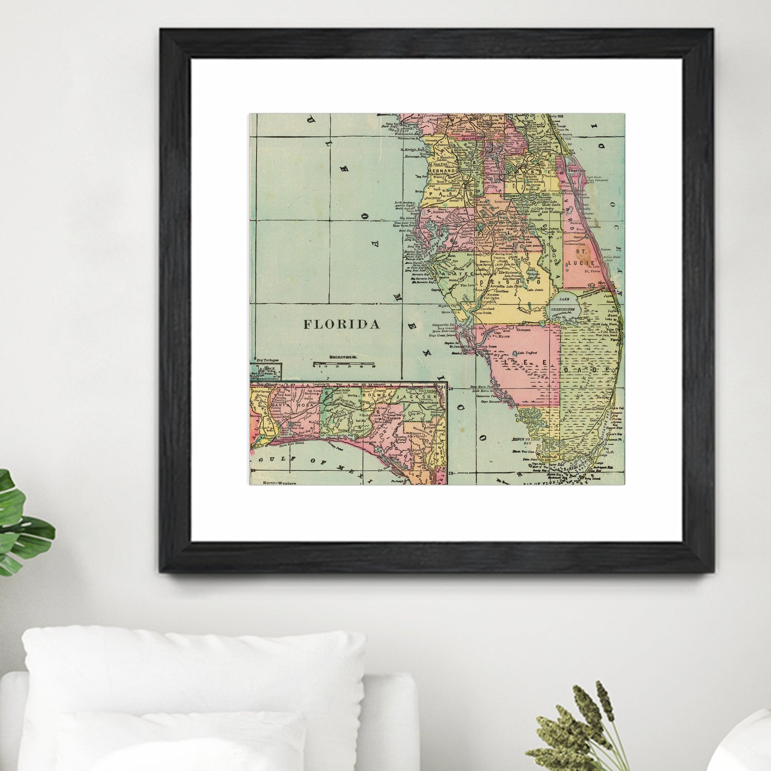 Vintage Map of Florida (1909) by Adam Shaw on GIANT ART - white photo illustration