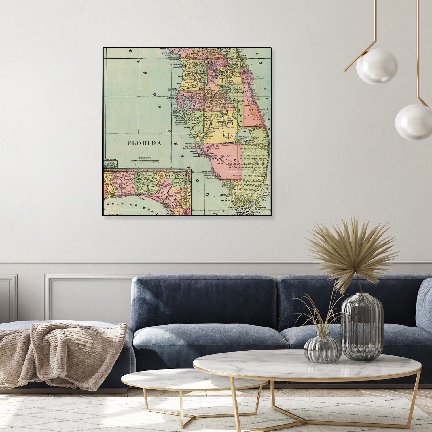 Vintage Map of Florida (1909) by Adam Shaw on GIANT ART - white photo illustration