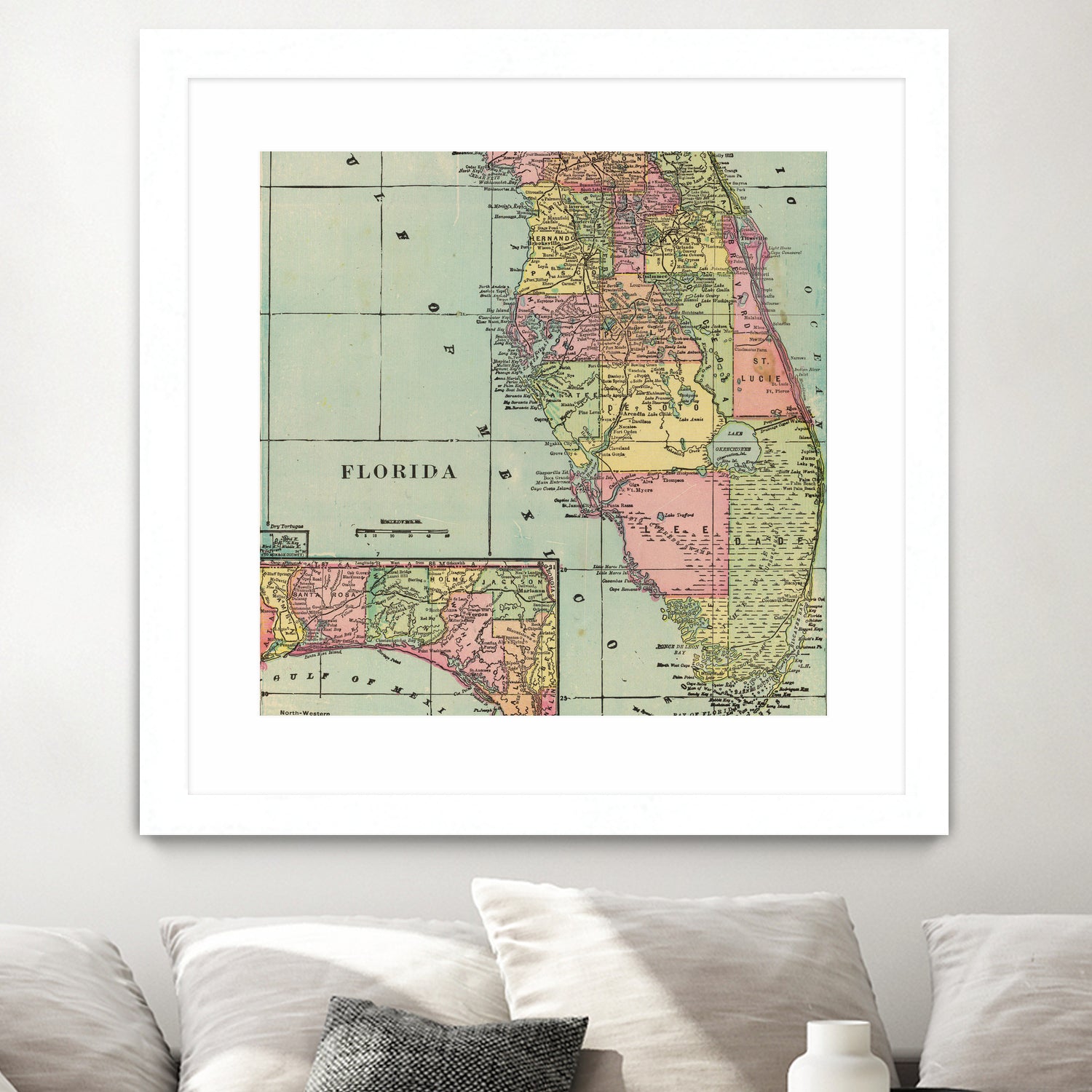 Vintage Map of Florida (1909) by Adam Shaw on GIANT ART - white photo illustration