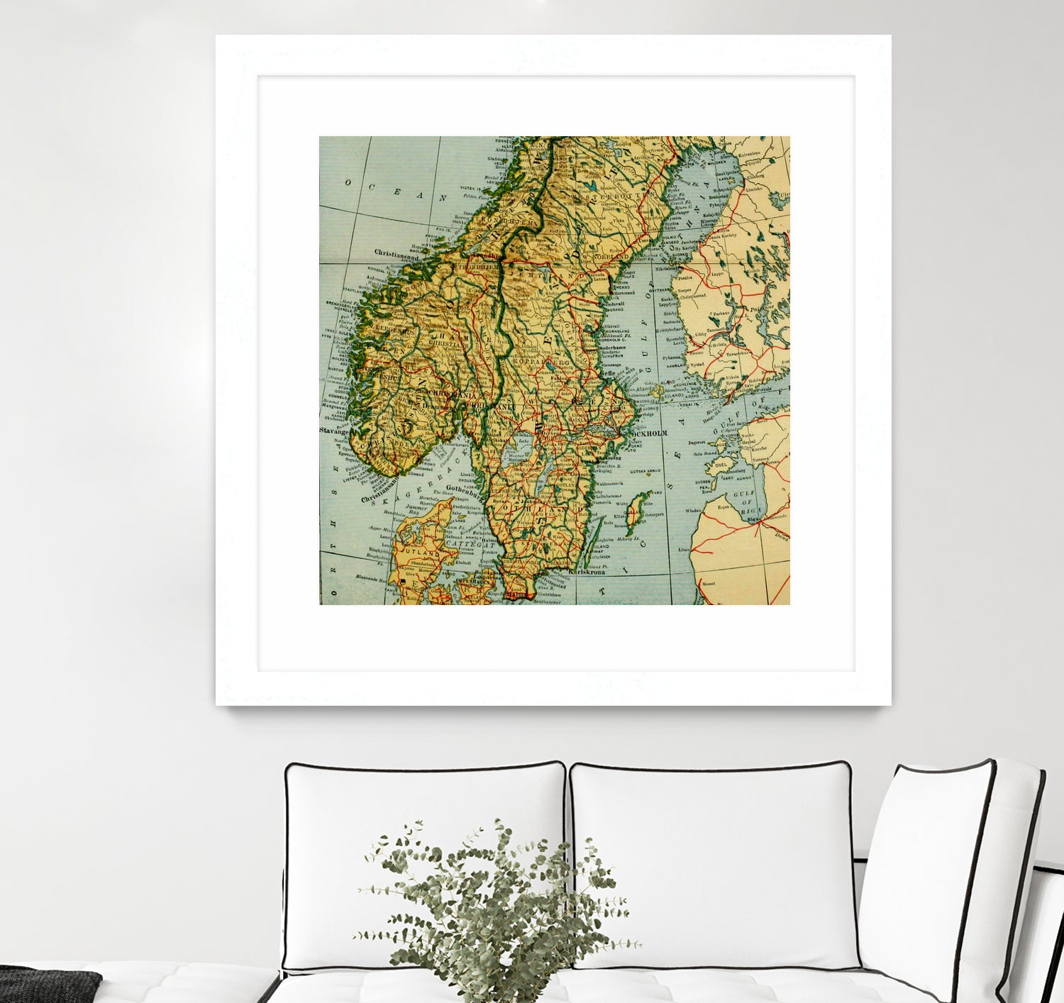 Vintage Map of Norway and Sweden (1921) by Adam Shaw on GIANT ART - white photo illustration