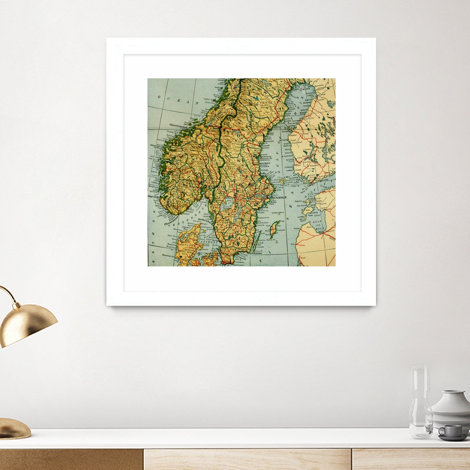 Vintage Map of Norway and Sweden (1921) by Adam Shaw on GIANT ART - white photo illustration