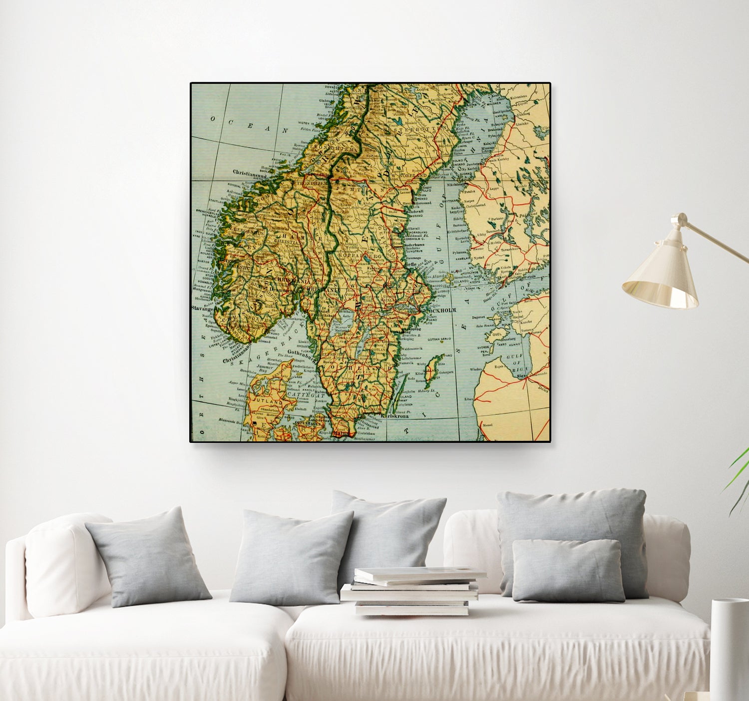 Vintage Map of Norway and Sweden (1921) by Adam Shaw on GIANT ART - white photo illustration