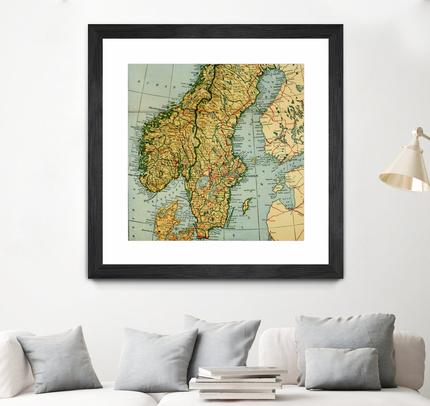 Vintage Map of Norway and Sweden (1921) by Adam Shaw on GIANT ART - white photo illustration