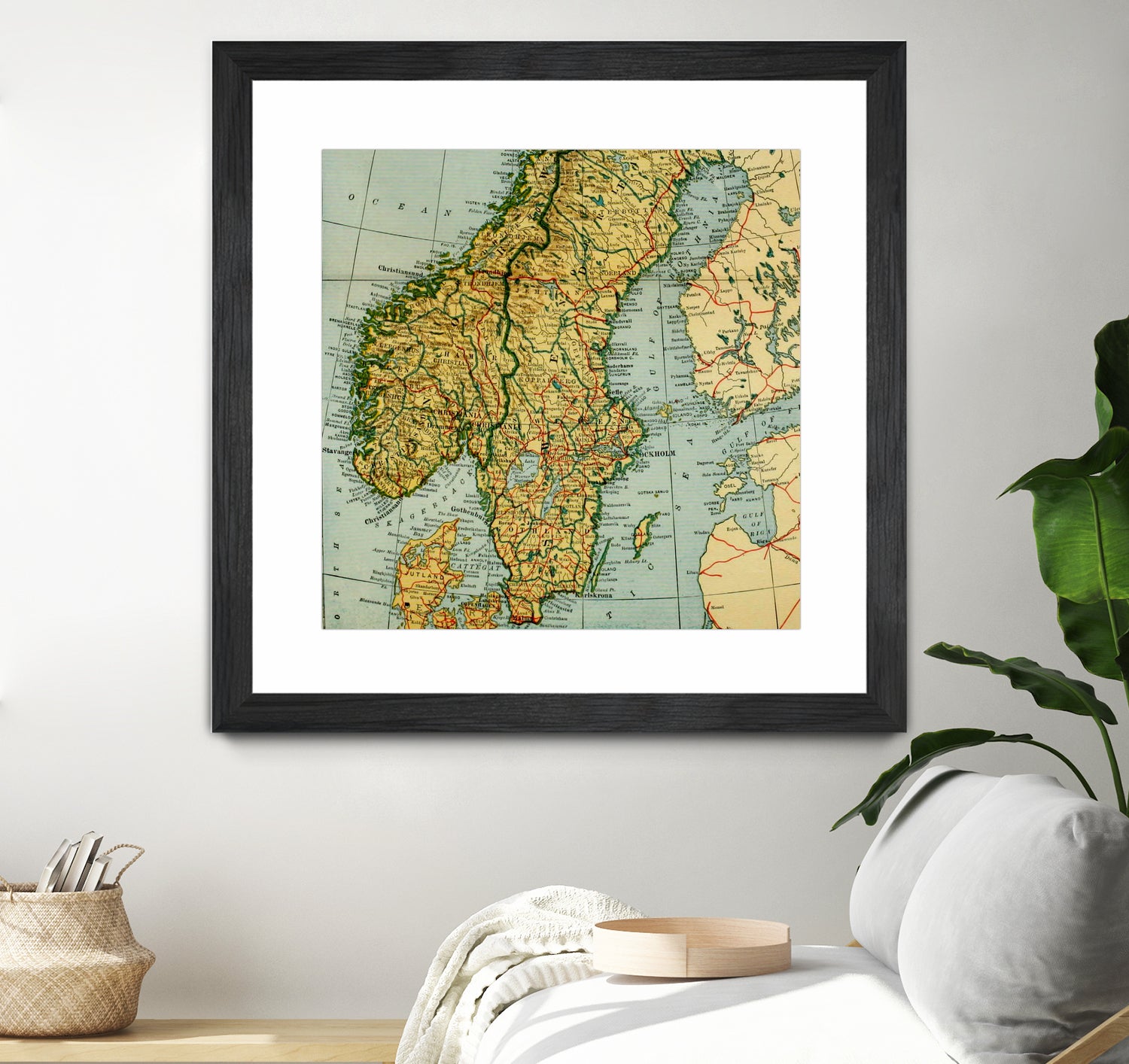 Vintage Map of Norway and Sweden (1921) by Adam Shaw on GIANT ART - white photo illustration