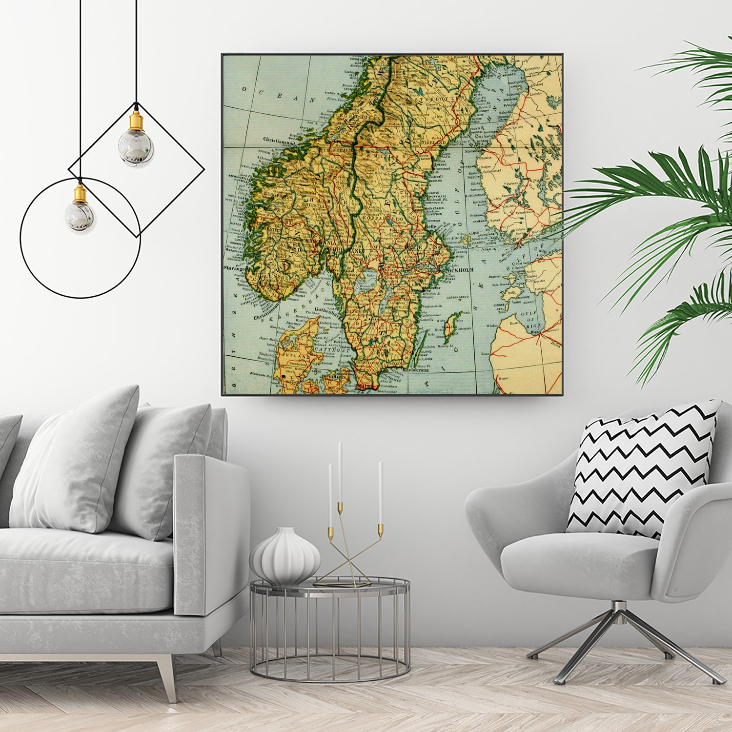 Vintage Map of Norway and Sweden (1921) by Adam Shaw on GIANT ART - white photo illustration