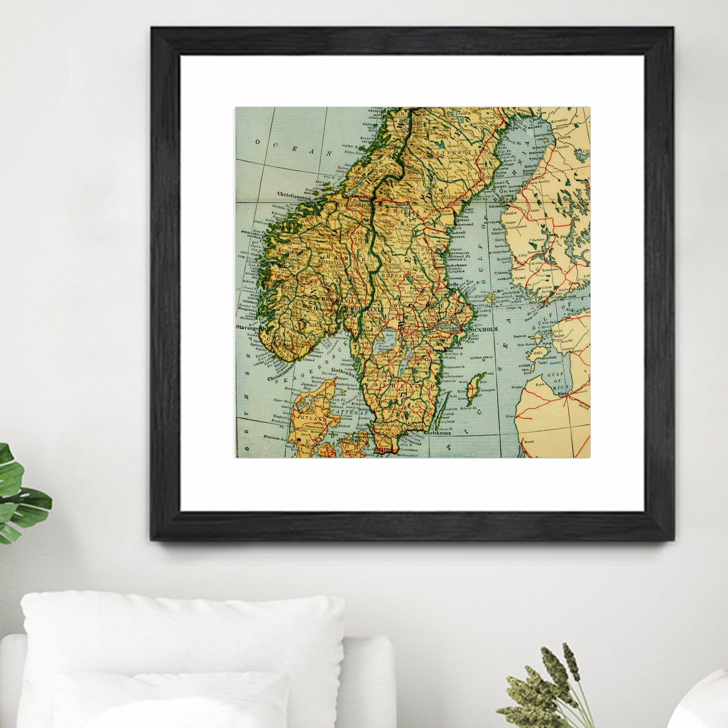 Vintage Map of Norway and Sweden (1921) by Adam Shaw on GIANT ART - white photo illustration