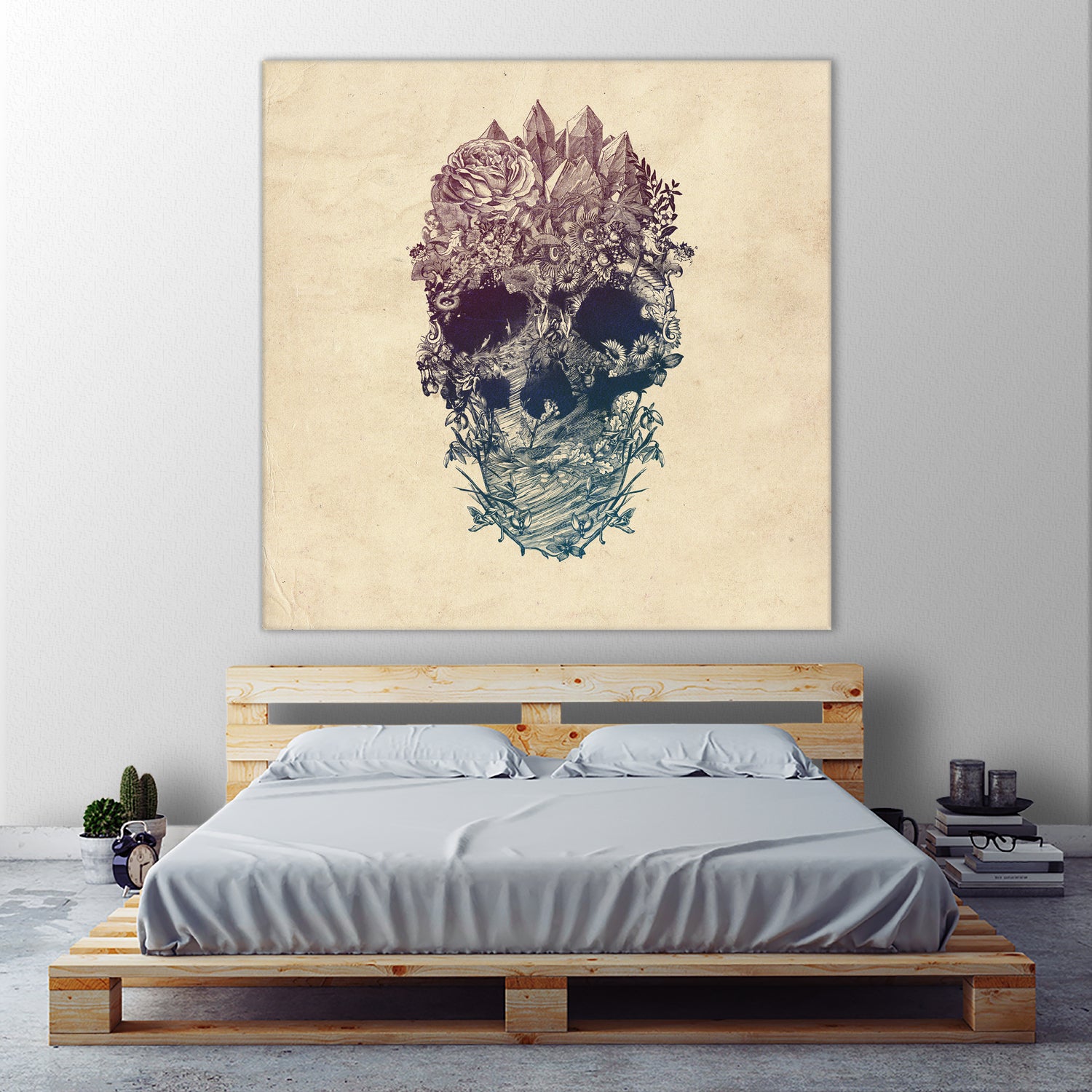 Skull Floral by Ali Gulec on GIANT ART - white digital drawing