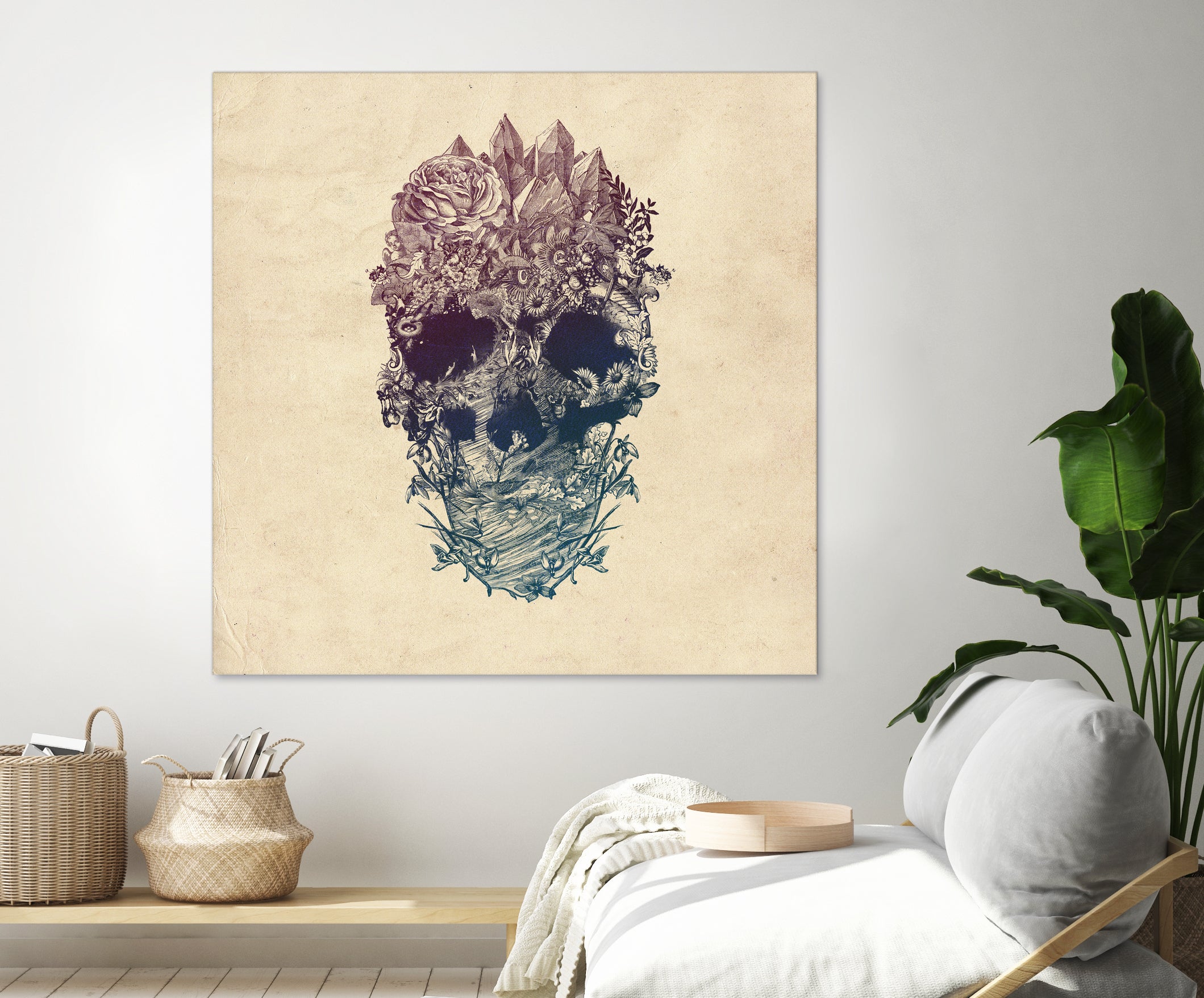 Skull Floral by Ali Gulec on GIANT ART - white digital drawing