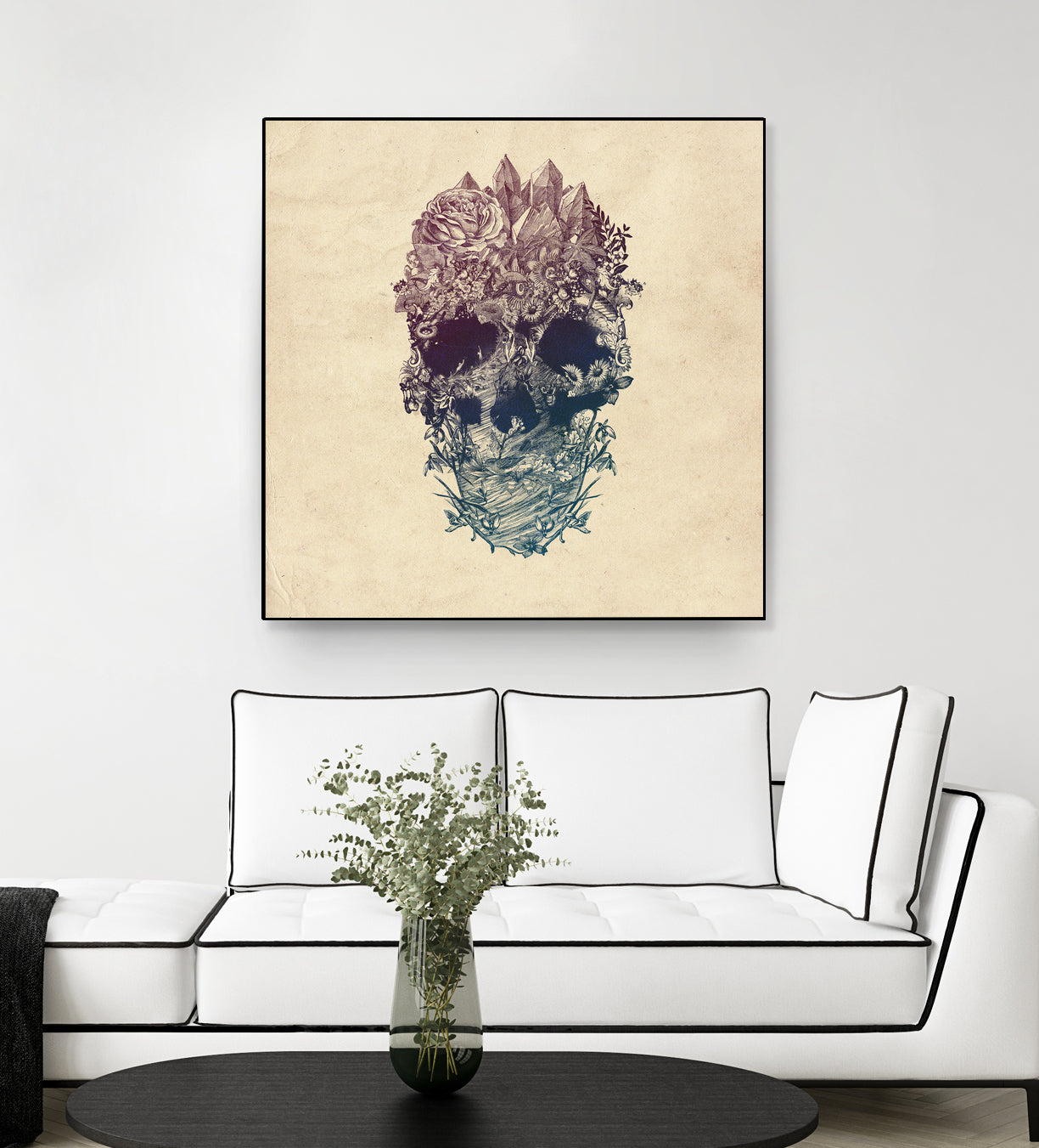 Skull Floral by Ali Gulec on GIANT ART - white digital drawing