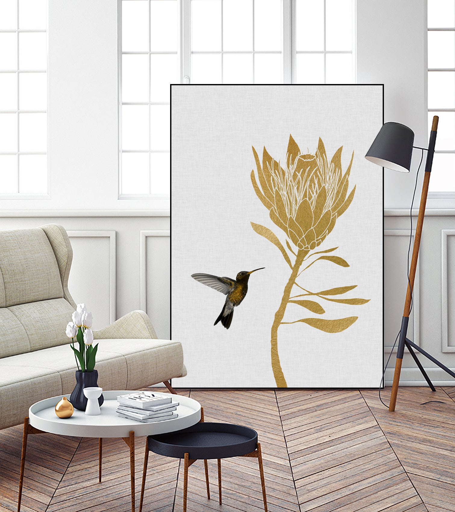 Hummingbird & Flower I by Dana Shek on GIANT ART - white digital painting