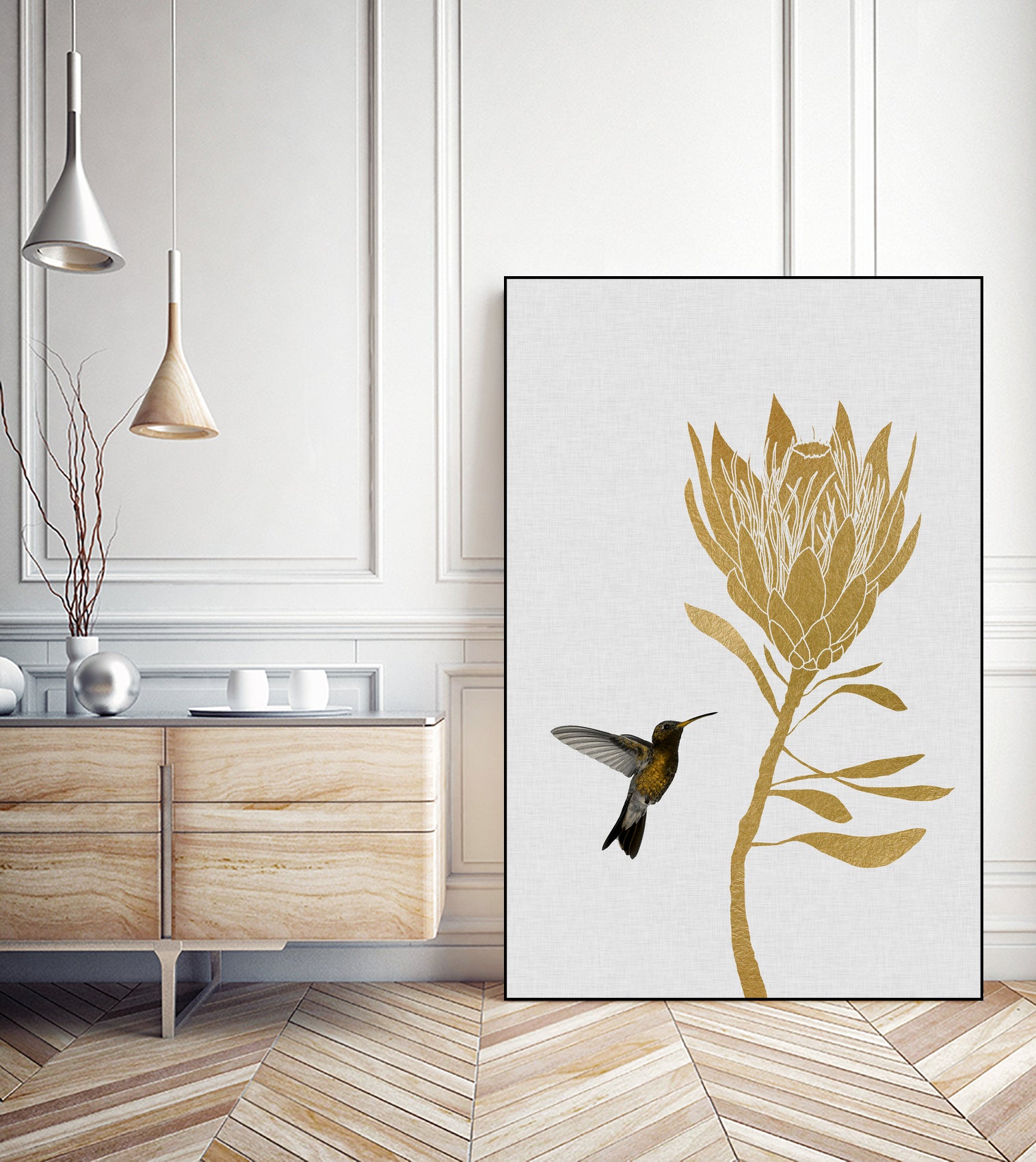 Hummingbird & Flower I by Dana Shek on GIANT ART - white digital painting