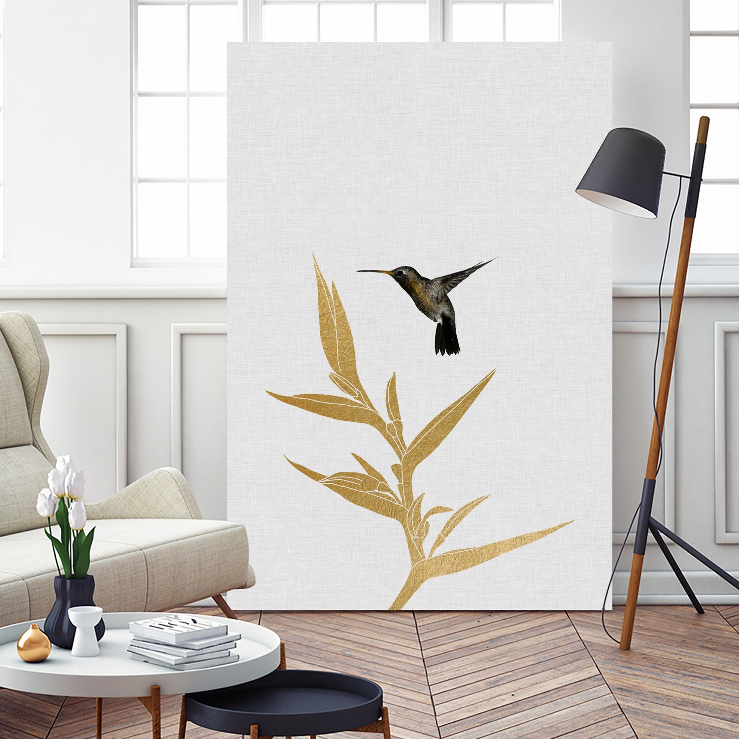 Hummingbird & Flower II by Dana Shek on GIANT ART - white digital painting