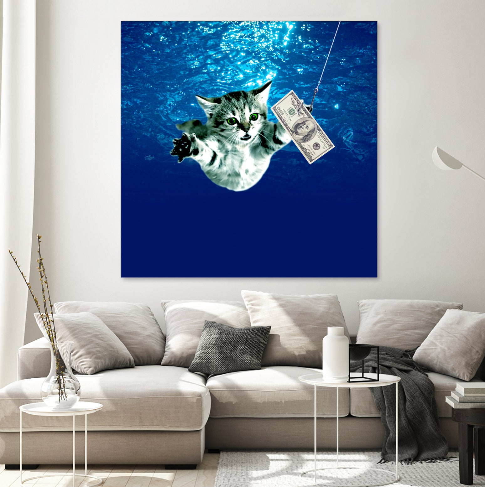 Cat Nvermind Album Cover under Water BabyNeve by Damian Augustyniak on GIANT ART - blue photo manipulation