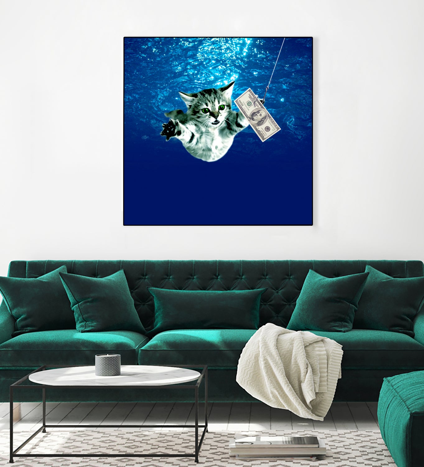 Cat Nvermind Album Cover under Water BabyNeve by Damian Augustyniak on GIANT ART - blue photo manipulation