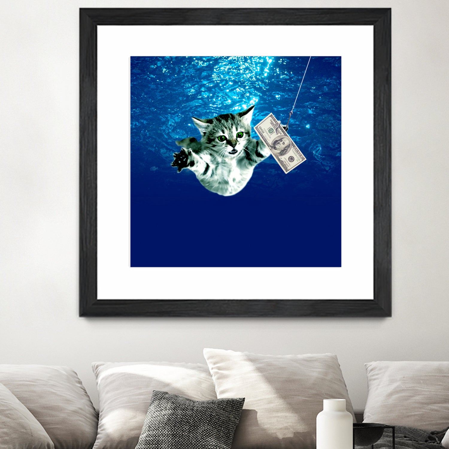 Cat Nvermind Album Cover under Water BabyNeve by Damian Augustyniak on GIANT ART - blue photo manipulation