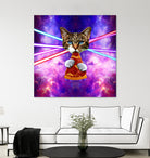 Cat Pizza Eating Cosmos Space galaxy by Damian Augustyniak on GIANT ART - blue photo manipulation