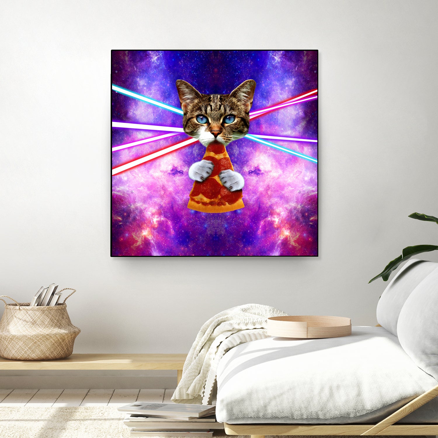 Cat Pizza Eating Cosmos Space galaxy by Damian Augustyniak on GIANT ART - blue photo manipulation