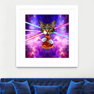 Cat Pizza Eating Cosmos Space galaxy by Damian Augustyniak on GIANT ART - blue photo manipulation