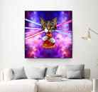 Cat Pizza Eating Cosmos Space galaxy by Damian Augustyniak on GIANT ART - blue photo manipulation