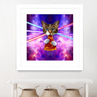 Cat Pizza Eating Cosmos Space galaxy by Damian Augustyniak on GIANT ART - blue photo manipulation