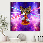 Cat Pizza Eating Cosmos Space galaxy by Damian Augustyniak on GIANT ART - blue photo manipulation