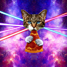 Cat Pizza Eating Cosmos Space galaxy by Damian Augustyniak on GIANT ART - blue photo manipulation