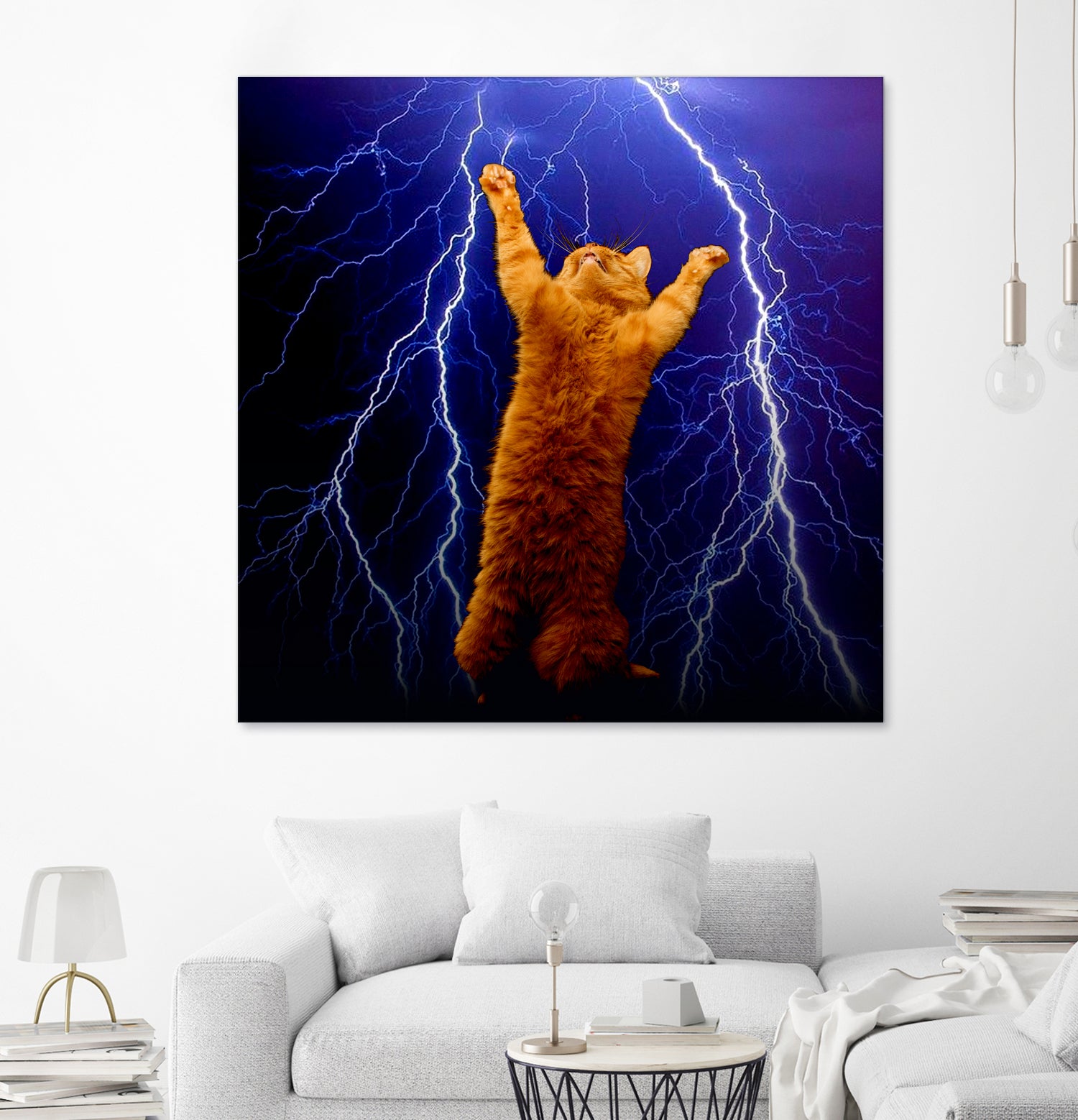 cat Thunders lighting space universe galaxy by Damian Augustyniak on GIANT ART - blue photo manipulation