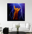 cat Thunders lighting space universe galaxy by Damian Augustyniak on GIANT ART - blue photo manipulation