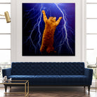 cat Thunders lighting space universe galaxy by Damian Augustyniak on GIANT ART - blue photo manipulation