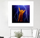 cat Thunders lighting space universe galaxy by Damian Augustyniak on GIANT ART - blue photo manipulation