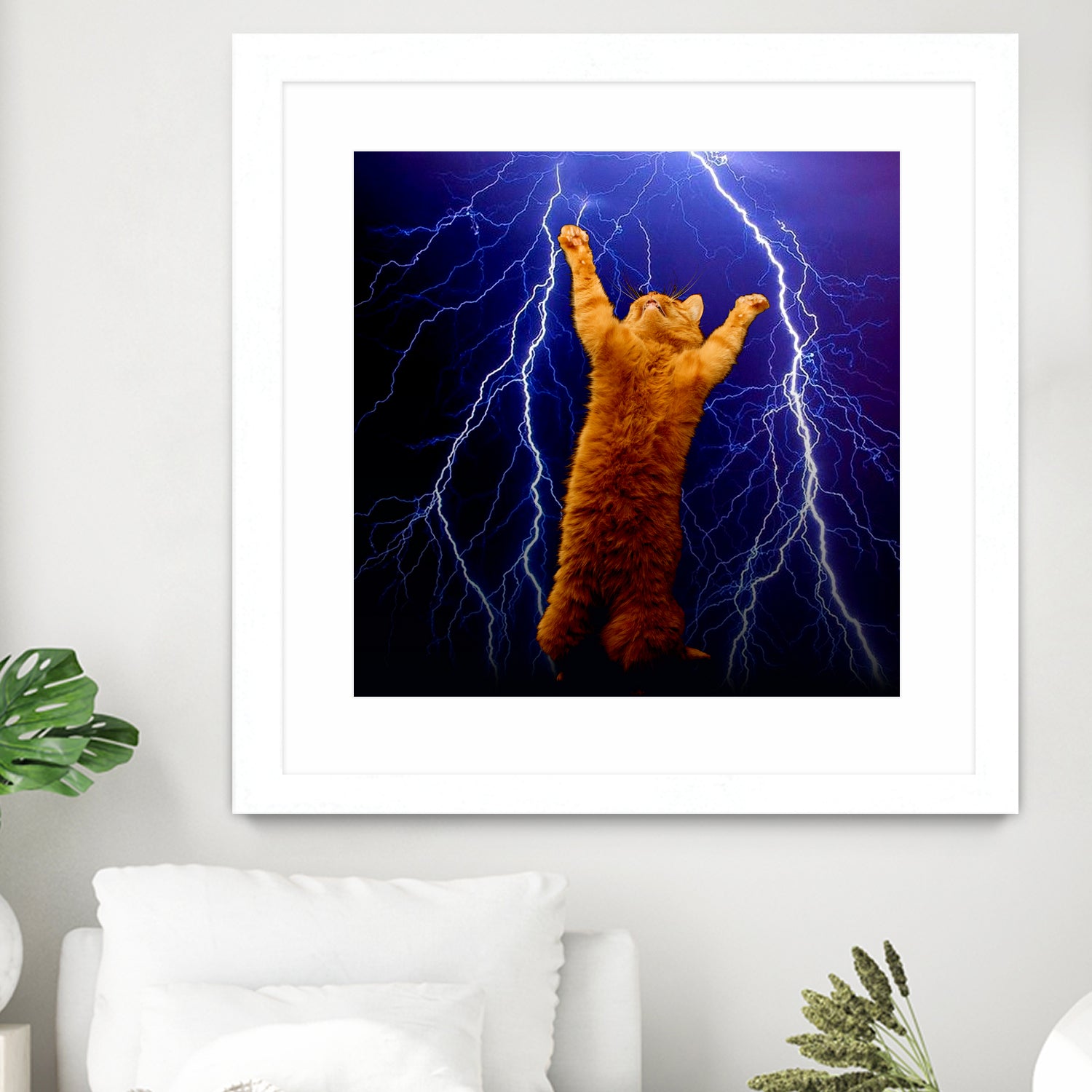 cat Thunders lighting space universe galaxy by Damian Augustyniak on GIANT ART - blue photo manipulation