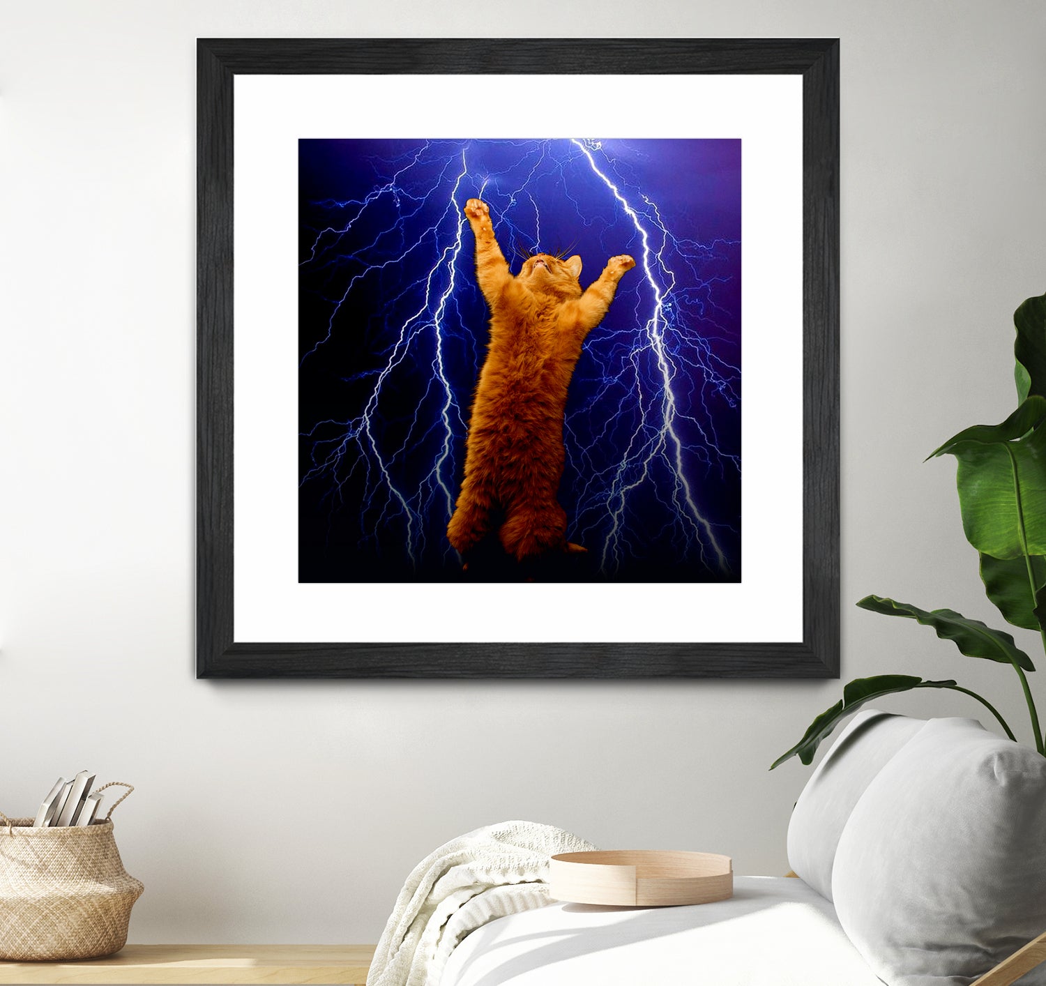 cat Thunders lighting space universe galaxy by Damian Augustyniak on GIANT ART - blue photo manipulation