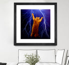 cat Thunders lighting space universe galaxy by Damian Augustyniak on GIANT ART - blue photo manipulation