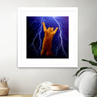 cat Thunders lighting space universe galaxy by Damian Augustyniak on GIANT ART - blue photo manipulation