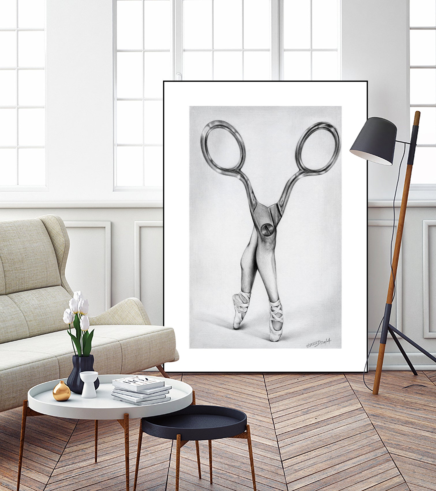 Scissors by Emi Dimitrova on GIANT ART - gray mixed media