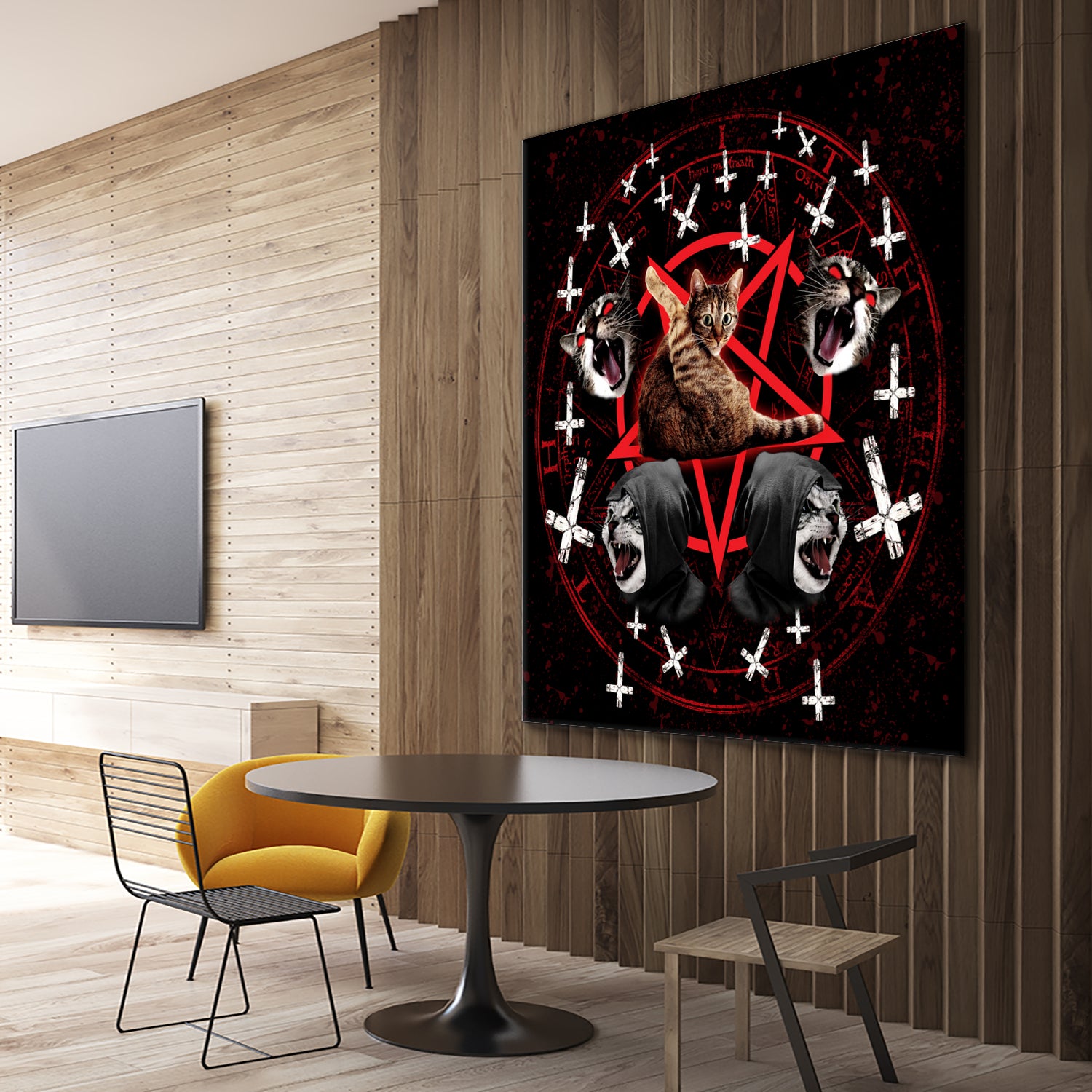 satanic cat pentagram death black metal band exorcist by Damian Augustyniak on GIANT ART - black photo manipulation