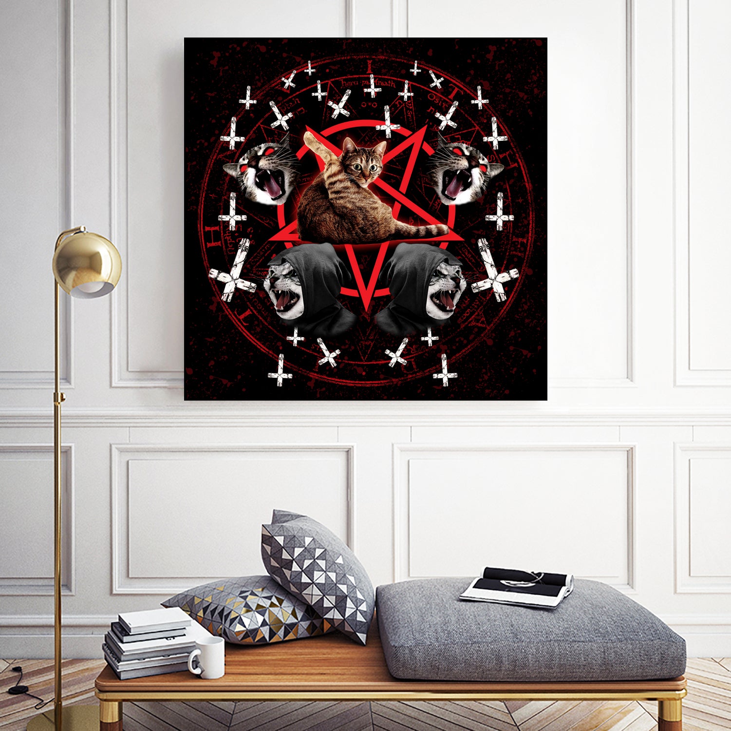 satanic cat pentagram death black metal band exorcist by Damian Augustyniak on GIANT ART - black photo manipulation