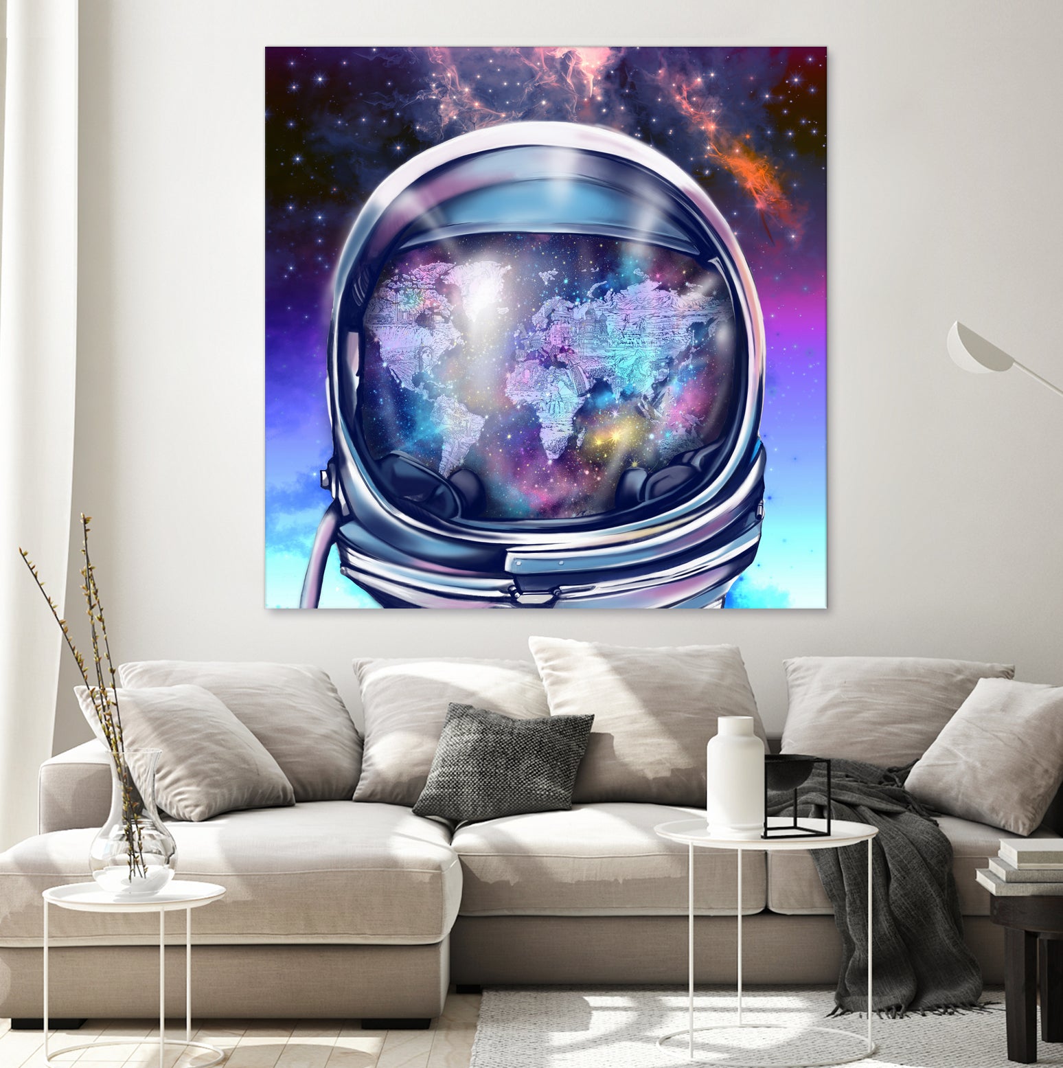 astronaut world map by Bekim Mehovic on GIANT ART - blue digital painting