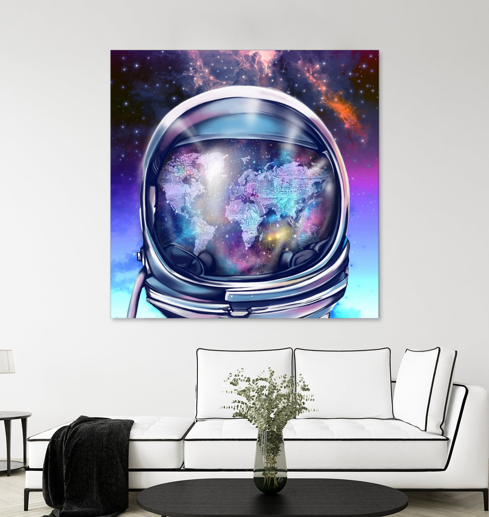 astronaut world map by Bekim Mehovic on GIANT ART - blue digital painting