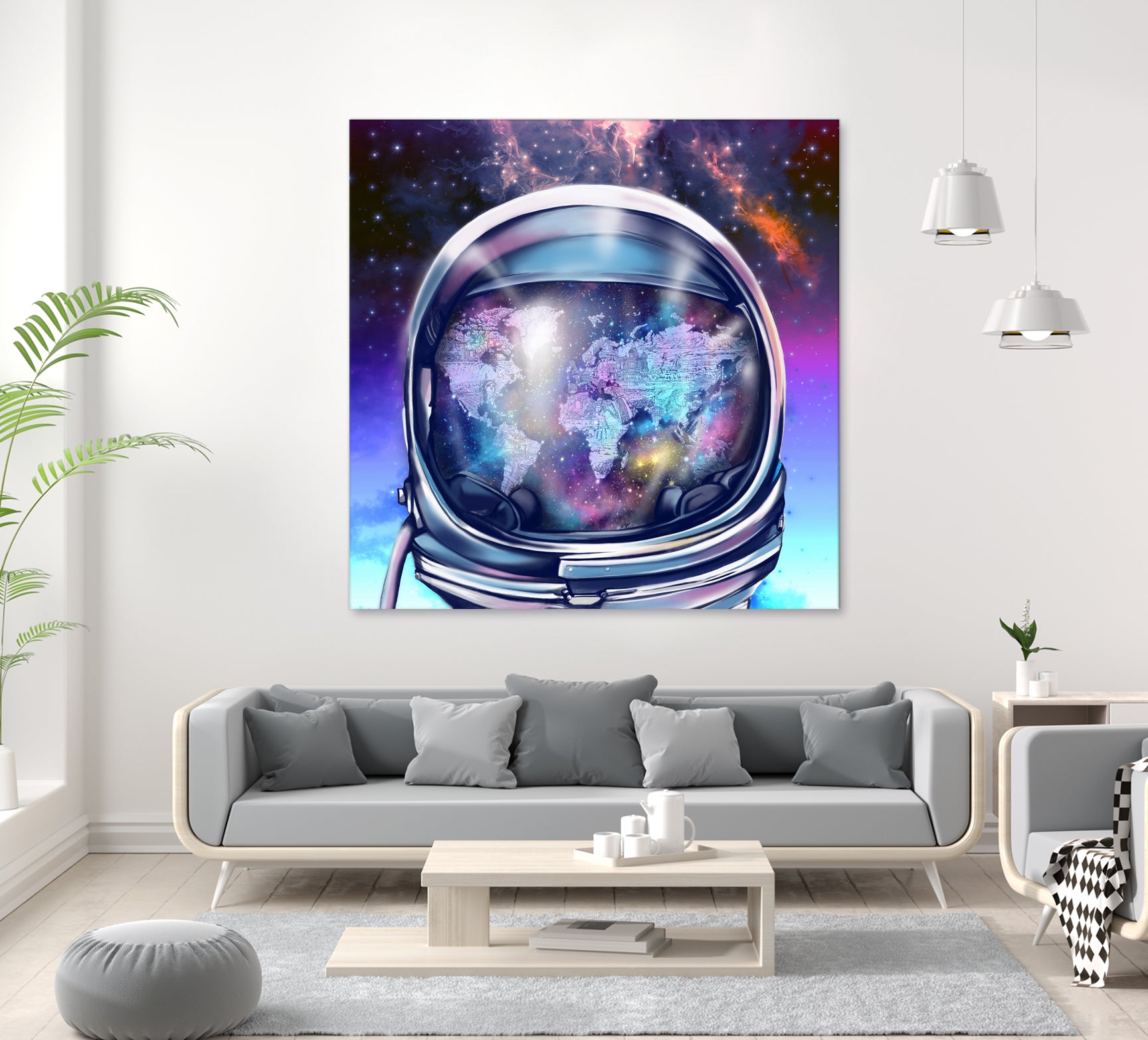 astronaut world map by Bekim Mehovic on GIANT ART - blue digital painting